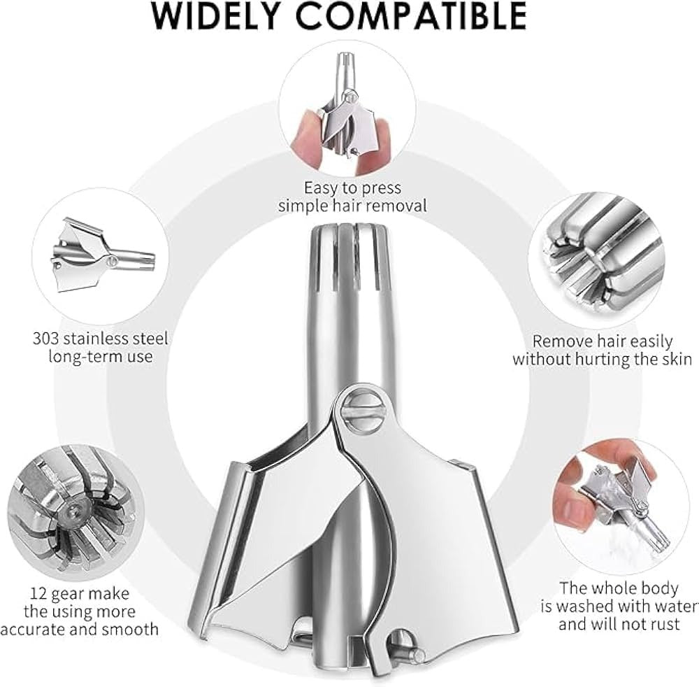 Mini Portable Stainless Steel Nose Hair Trimmer �Manual Safe Grooming Tool for Men & Women