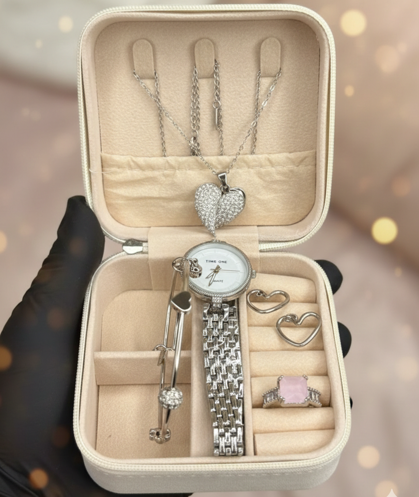 Elegant Heart & Stone 5-Piece Women? Jewelry Gift Set ~ Imported