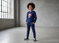 Kids Navy Blue Ghost Skull Printed Tracksuit Set | Winter Fleece Sweatshirt & Trouser Outfit for Boys & Girls �Warm, Trendy & Cool small