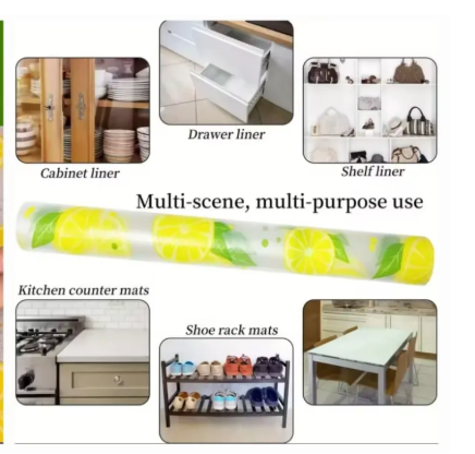 Waterproof Kitchen Mat Shelf Liner 45?150 �Easy To Clean, Oil Proof, Anti Slip Multipurpose Drawer And Shelf Cover (Random Color)