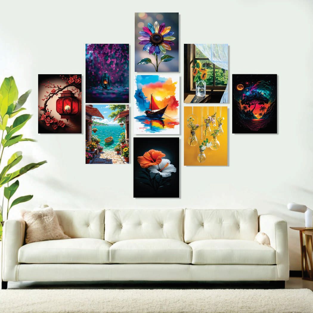 Set of 9 Premium Wall Art Photo Tiles �Modern Home Decor Sets 8x11
