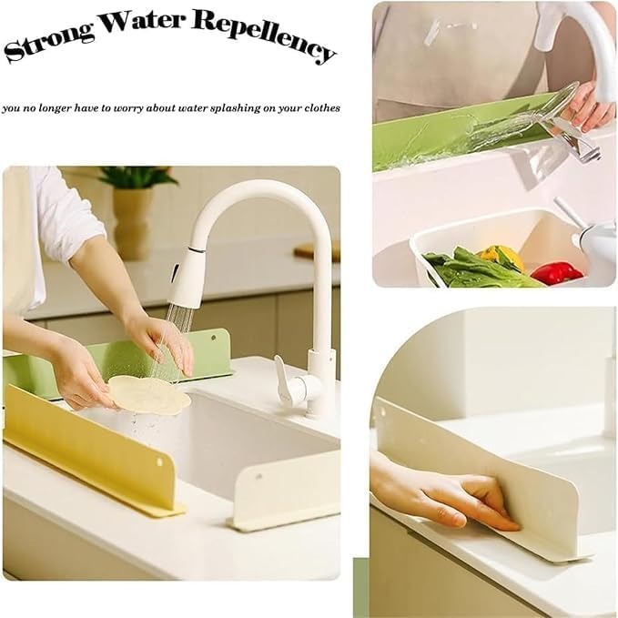 Silicone Sink Splash Guard �Anti-Spill Faucet Stopper, Flexible Oil-Proof Water Baffle Plate with Strong Suction Cups-Random Colour