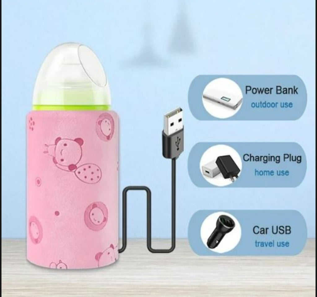 Portable USB Baby Bottle Warmer �Universal Insulated Milk Heater Sleeve for Travel and Home Use (Without Feeder)
