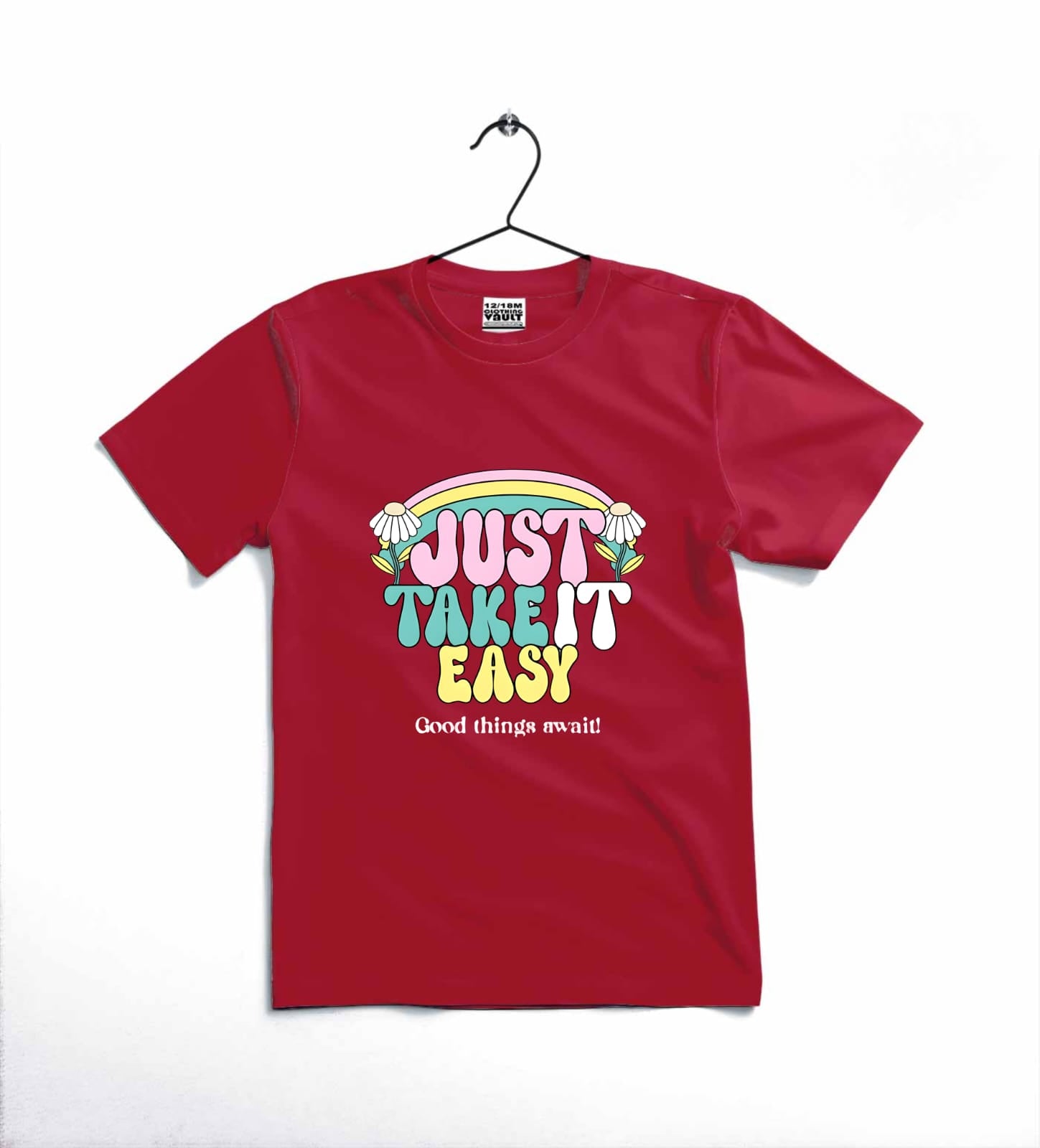 JUST TAKE IT EASY Printed T-Shirt | Cotton Jersey | Casual Wear | Comfortable & Stylish | 12-18 Months/Grey