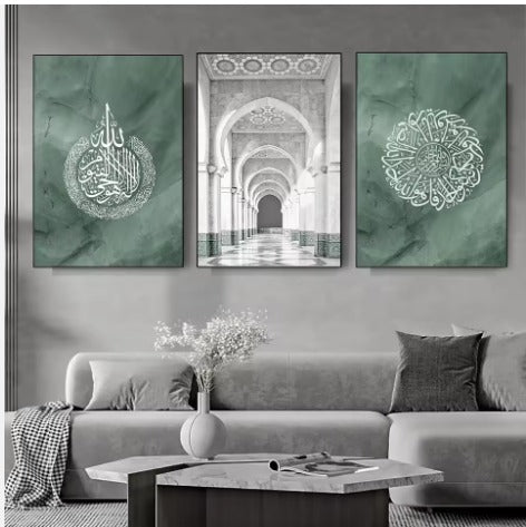 Decoration home decoration item 3 pcs iSLAMIC fRAME board wall decor photo on wall PHOTO TILE canvas art decor for home easy set up with both side tape
