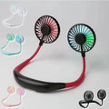 Lazy Portable Silent Neck Fan �Wearable Rechargeable Dual Fan with LED Light & 3-Speed Control (Random Color)