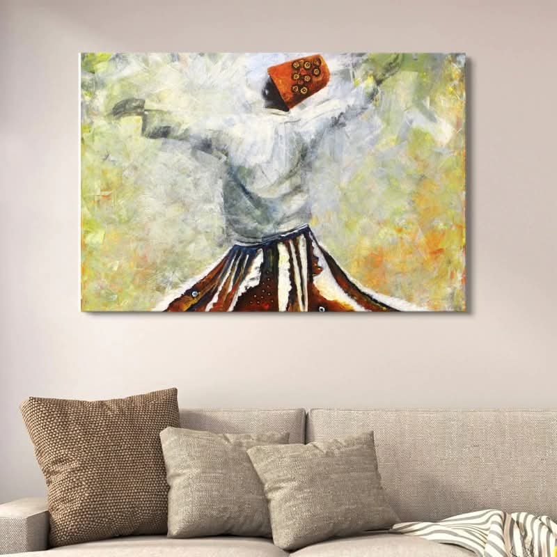 Darwaish & Sufism Canvas Art Depicting Whirling Dervish With Double Tape | 12x16 Inches