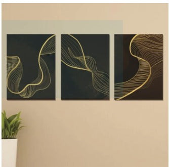 Set Of 3 Sticky Wooden Canvas Frames For Wall Decore Aesthatic Art / Sticky Phototiles For Room Wall Decoration