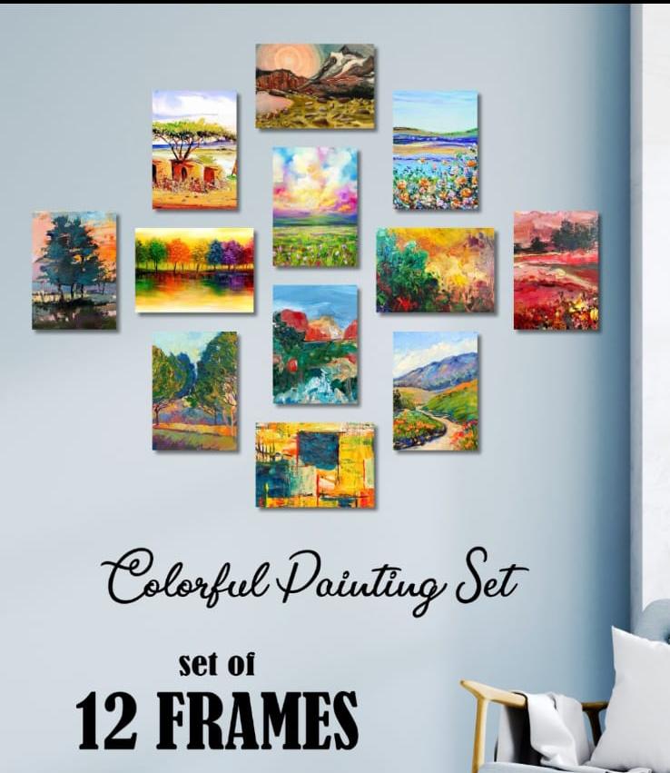12 Piece Wall Art Set Colorful Textured Landscape Paintings Wooden Sticky Tiles 5x7 Inches Easy Mounting12 Pcs Set 5x7 Inches Easy Mounting 5x7 Inches Easy Mountingen Sticky Tiles 5x7 Inches Easy Mounting