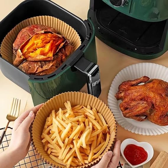Pack Of 50 Air Fryer Liners | Disposable Air Fryer Plates | Butter Paper Liner For Air Fryer