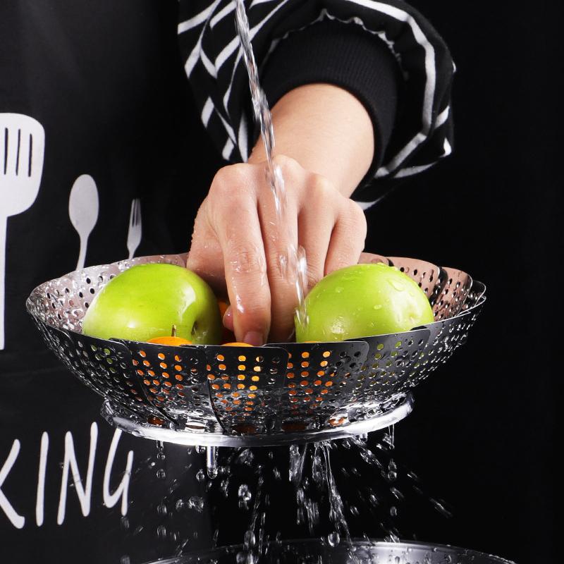 Stainless Steel Folding Vegetable Steamer Basket Stainless Steel Detachable Steaming Rack Steamer Tray for Kitchen Cookware