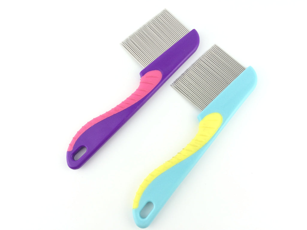 (pack of 3) Stainless Steel Hair Comb Professional Nit Head Hair Lice Comb Long Steel Teeth - MultiColor
