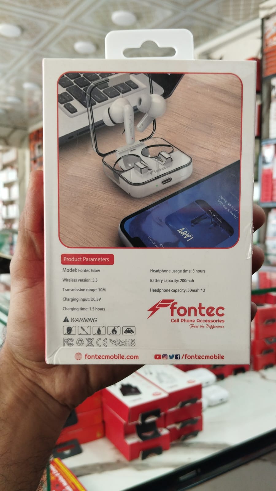 Fontec Glow Wireless Earbuds �Bluetooth 5.3 Gaming Earphones with ENC Noise Cancellation & Transparent Charging Case