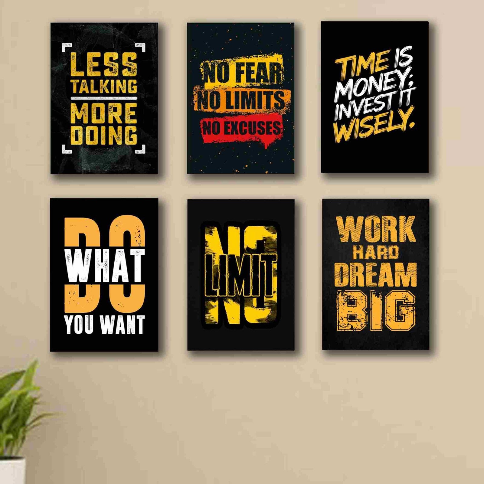 6 PC Wall Decor Cardboard Phototiles With Double Tape For Back Sticking Motivational No Fear Great Mind Set(8*11size)