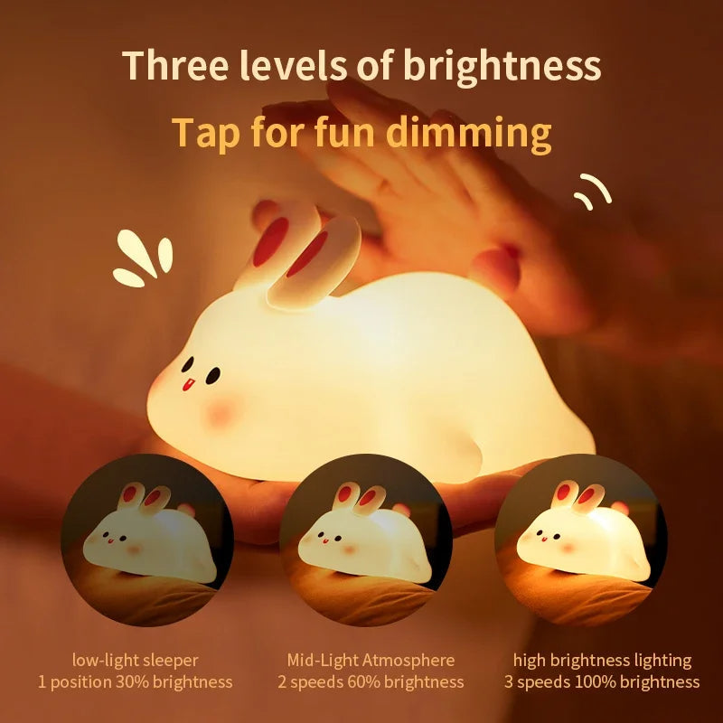 Cute Rabbit Silicone Lamp �Soft Touch Night Light for Kids & Home Decor