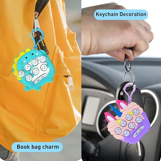 Mini Quick Push Electronic Fidget Toy �2-in-1 Handheld Memory Game & Keychain Charm for Kids and Adults