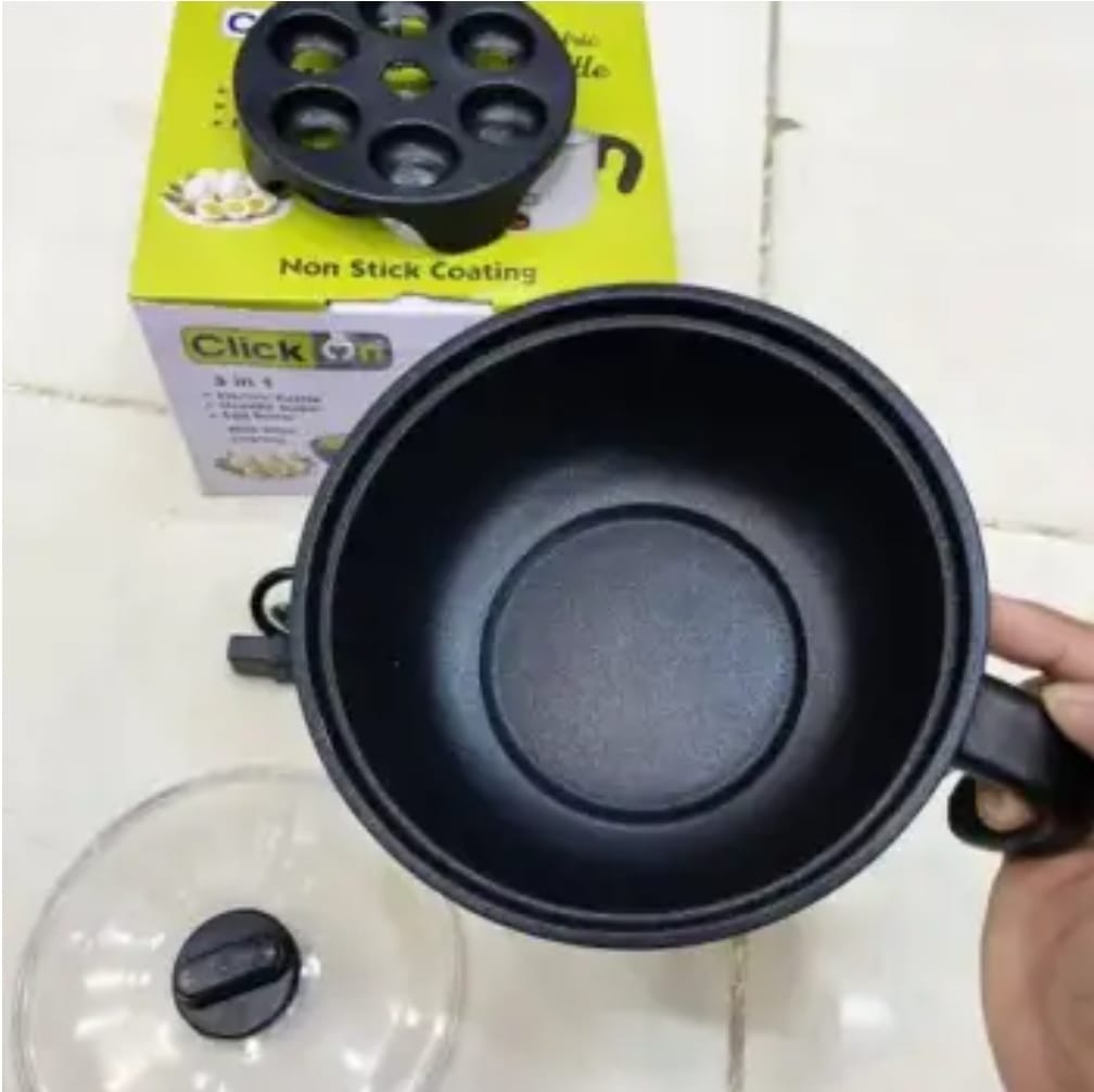Click On 3-in-1 Multi-Functional Electric Kettle �Noodle Maker, Egg Boiler & Hot Pot with Non-Stick Coating