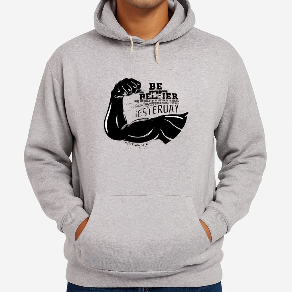 New Summer Collection Full Grey Hoodie GYM Printed For Men And Boys (Medium)