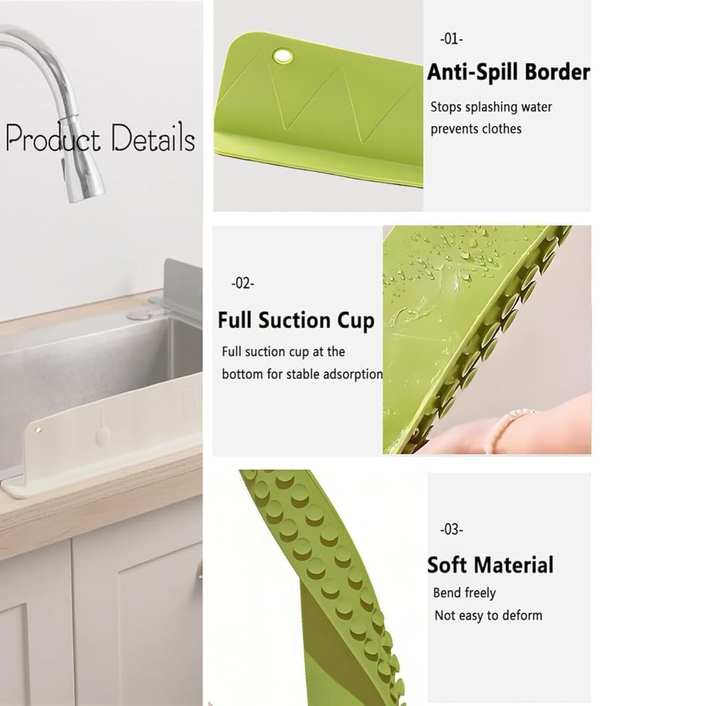 Silicon Sink Splash Guard Durable Quality Flexible Design Comfortable Use Reliable Utility (Random Color) (With Suction Cups)