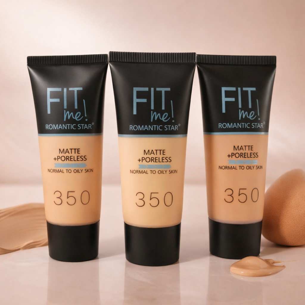 Fit Me! Romantic Star Matte + Poreless Liquid Foundation (Shade 350) �Oil-Controlling, Pore-Blurring Long-Wear Foundation for Normal to Oily Skin