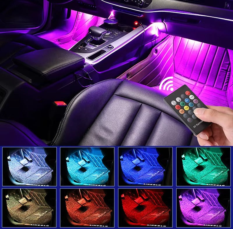 Car Interior LED Atmosphere Light with Remote Control �Multi-Color Music Sync Ambient Strip Lamp (12V)