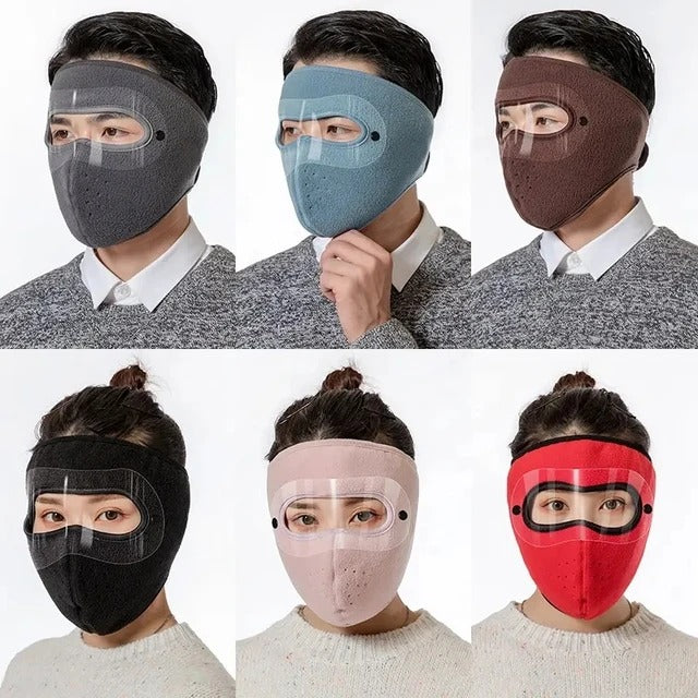 Full Face Shield | Dustproof Anti-Fog | Winter Warm Fleece Mask | Windproof Riding HD Shield �1Pc Random Colour