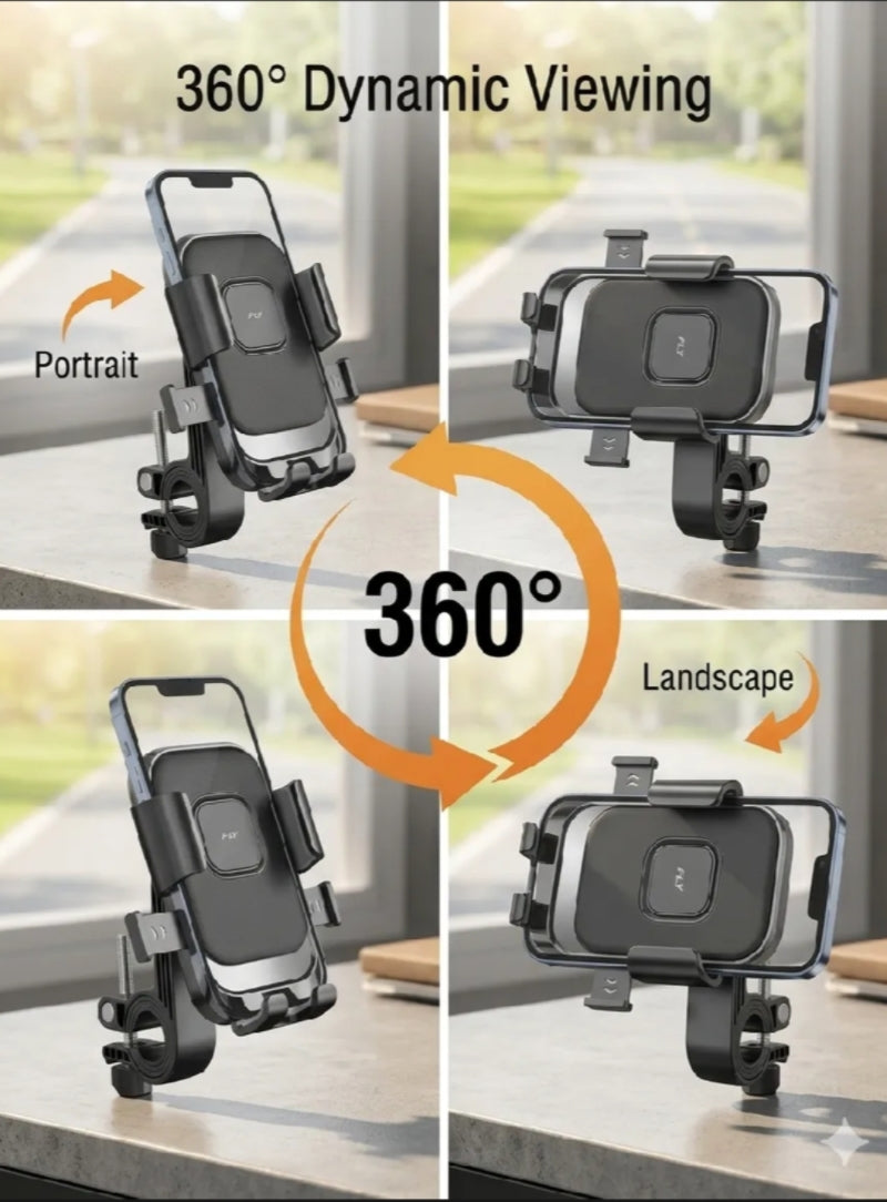 FLY PT-030 Universal Bike Phone Holder Secure Stable Hands Free Riding With 360 Degree Adjustable Viewing