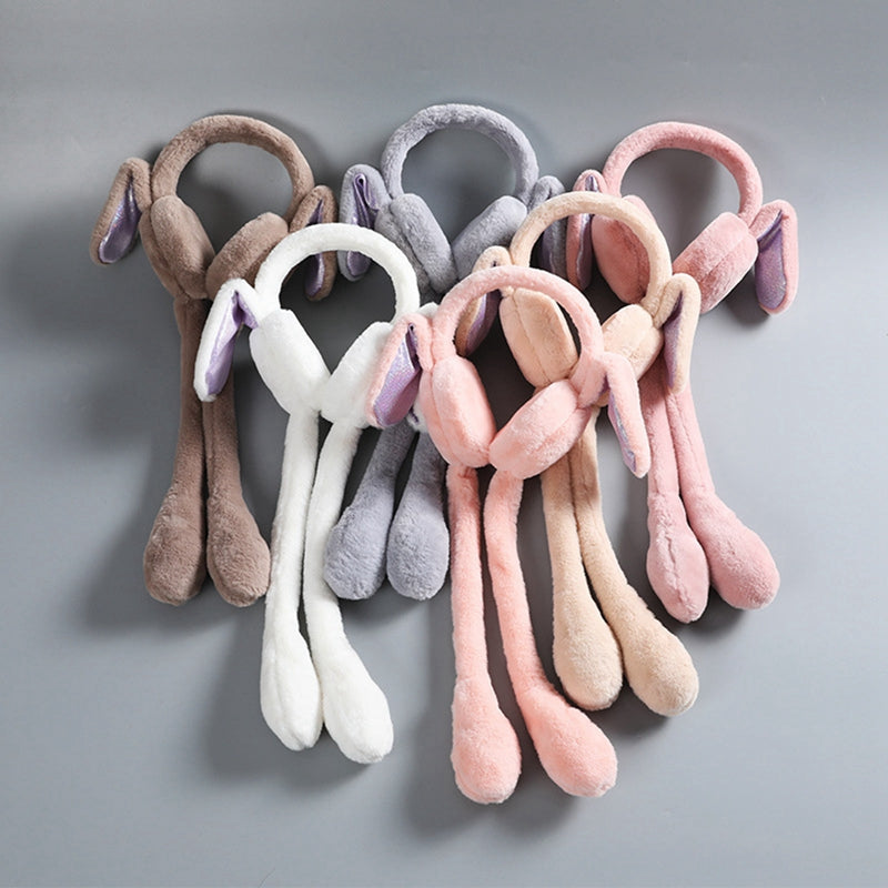 Cute Bunny Cap Headphone Plush Ear Muff Winter Headwear for Women & Girls �Soft Warm Cartoon Style (Random Color)