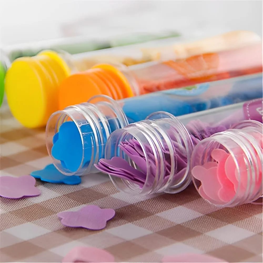 100 Pcs Disposable Flower Paper Soap With Portable Tube Multi Color Travel Sheets For Hand Washing And Outdoor Use Premium Quality (Random Color)