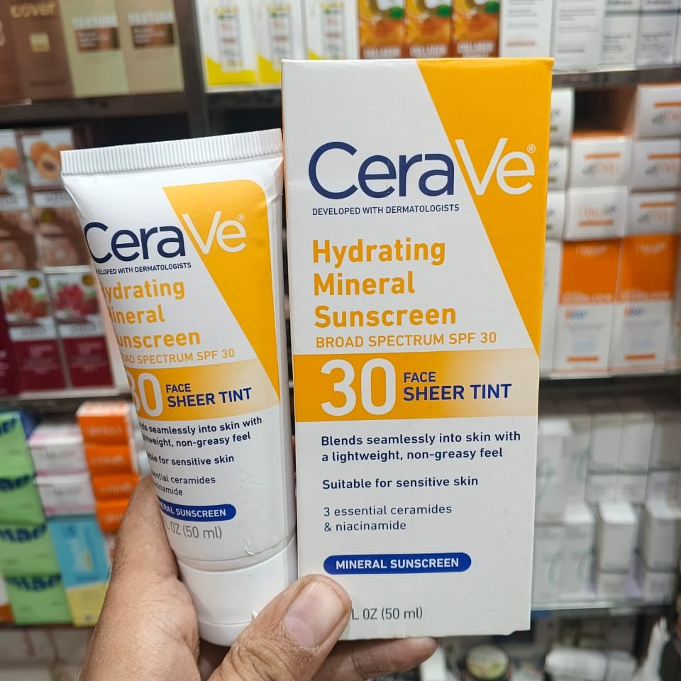 CeraVe Hydrating Mineral Sunscreen SPF 50 | Broad Spectrum UV Protection with Hyaluronic Acid & Ceramides �50ml