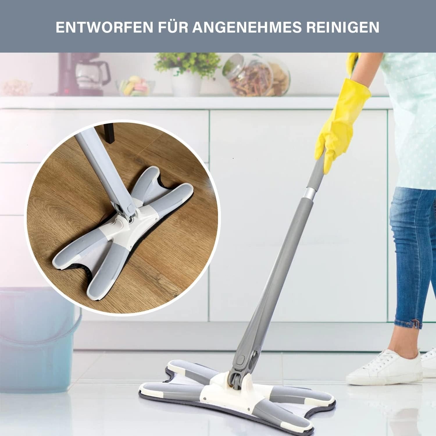 XMOP Floor Mop | Advanced Cleaning Technology | Easy Floor Wiping | Microfiber Head | Durable & Portable | With 1 Cloth