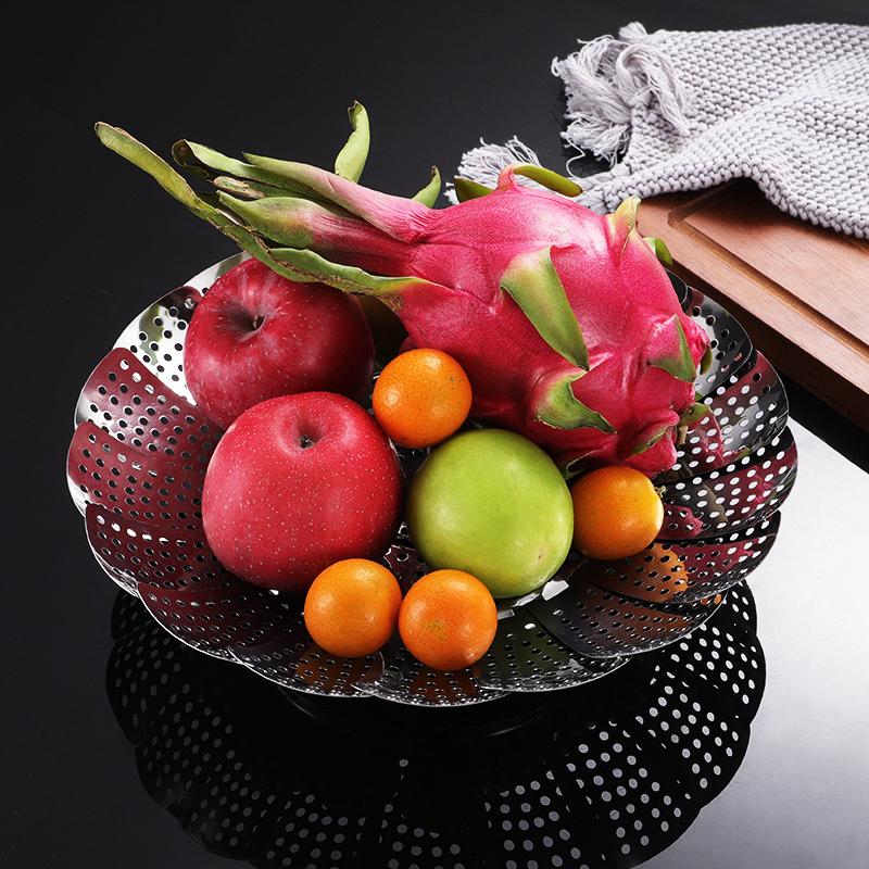 Stainless Steel Folding Vegetable Steamer Basket Stainless Steel Detachable Steaming Rack Steamer Tray for Kitchen Cookware