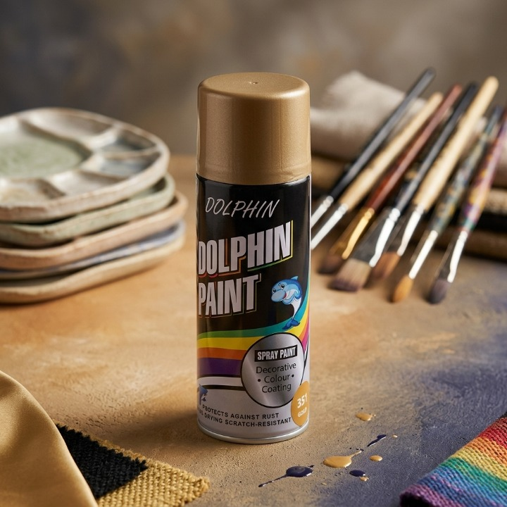Dolphin Chrome Gold Spray Paint 300ml �High Shine Metallic Finish Spray