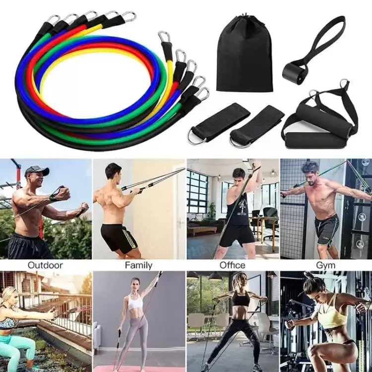 High Quality Portable Resistance Bands With Handles, Resistance Tubes &amp; Workout Bands Exercise Band Elastic Pull Rope 11 Pcs Set