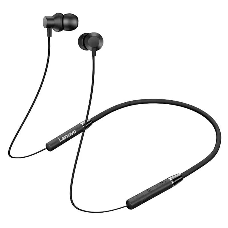 Lenovo HE05X Bluetooth 5.0 Magnetic Neckband Earphones with Mic �8 Hours Playtime, Sweatproof Sports Headset