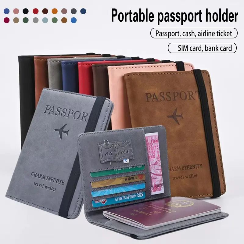Premium Portable Passport Holder Pouch & Multi-Functional Travel Wallet - Size 6*4 inch  - Random color