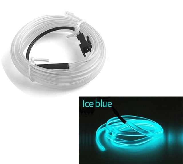 Flexible EL Wire LED Strip Car Interior Ambient Light �Ice Blue Cigarette Lighter Powered wire Strip 2 Meters