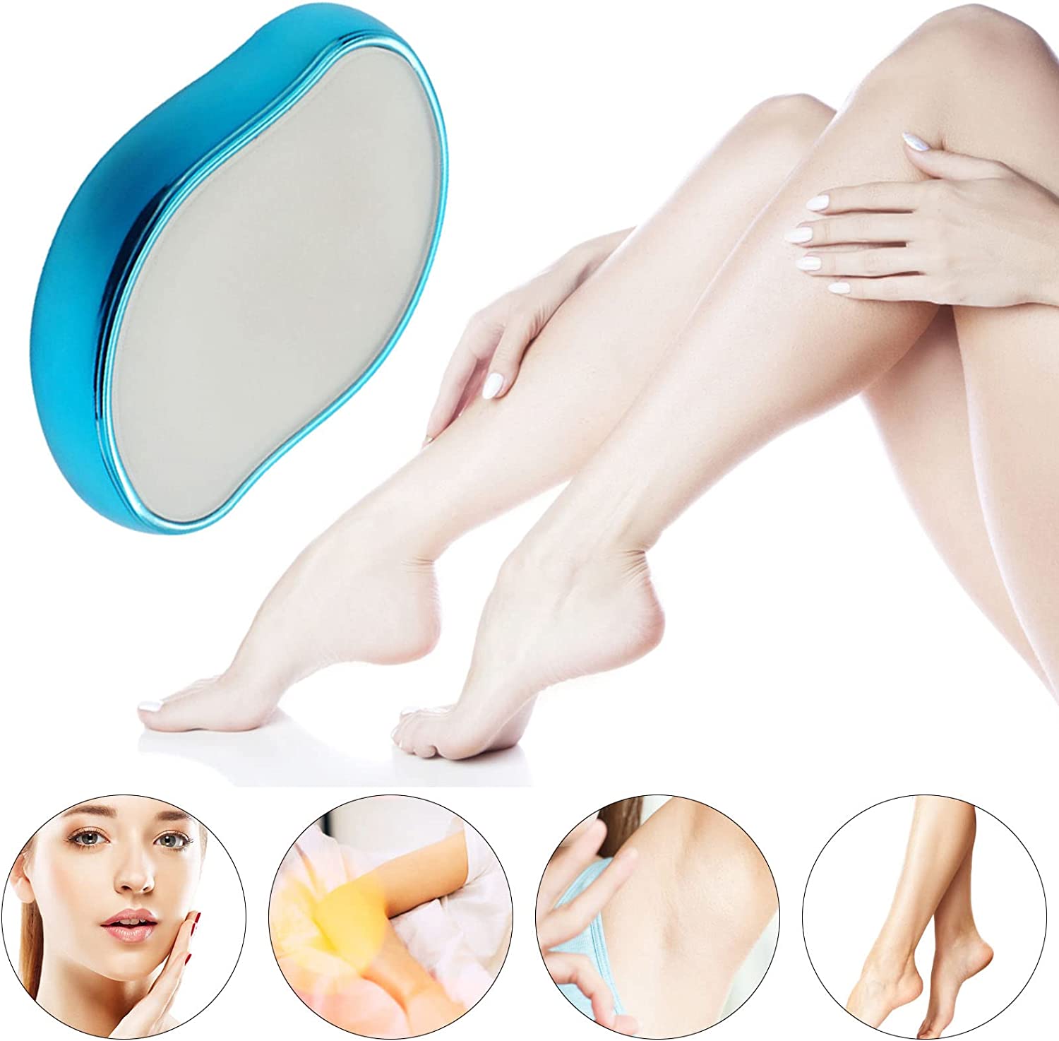 Crystal Hair Eraser �Magic Painless Hair Remover Stone for Men & Women | Reusable Exfoliating Epilator for Legs, Arms & Back | Smooth & Silky Skin (Random Color)