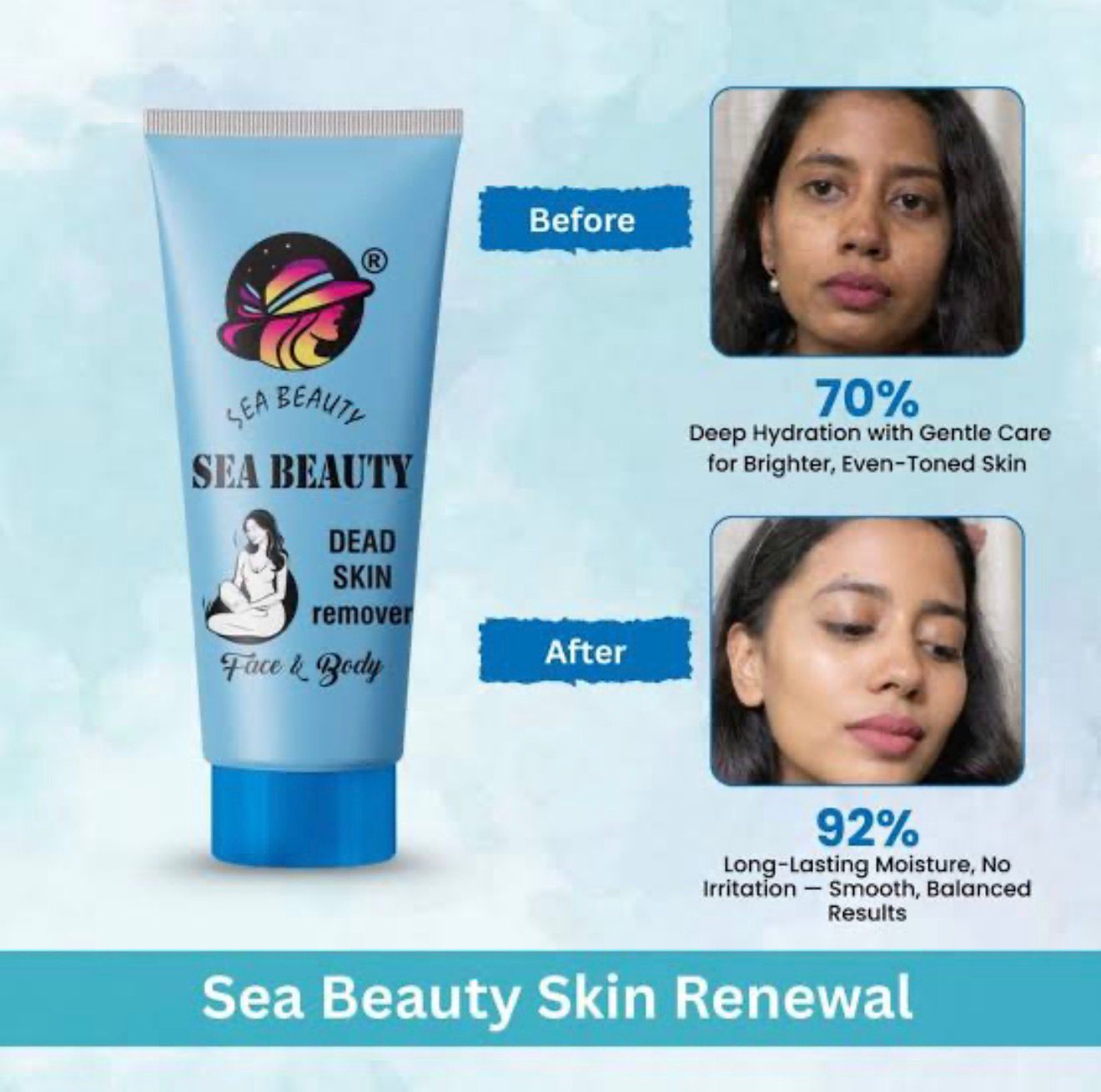 Sea Beauty Dead Skin Remover for Face & Body | Instant Exfoliating Peeling Gel | Deep Cleansing & Brightening Formula