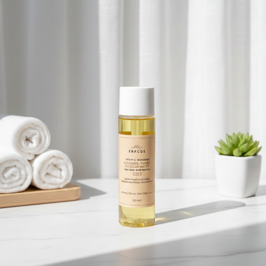 Eracos GB3 Cleanser Toner Micellar Water Gentle Formula Removes Makeup Clears Impurities Refreshes Skin Provides Smooth And Healthy Look For Daily Use - 200ml