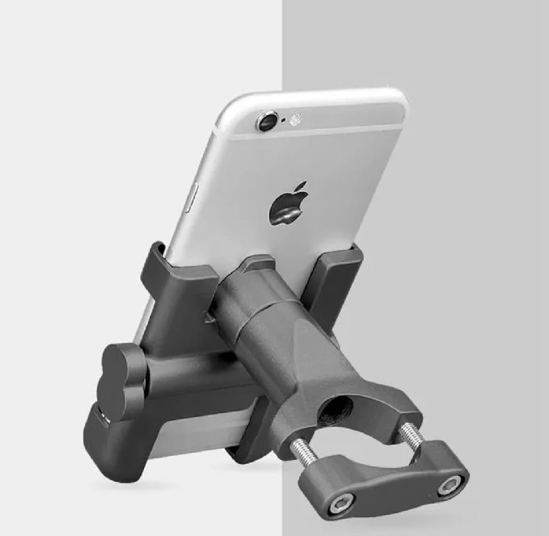 Aluminum Alloy Bike & Motorcycle Handlebar Phone Holder | Universal Mobile Stand Mount Bracket (Metal Body)