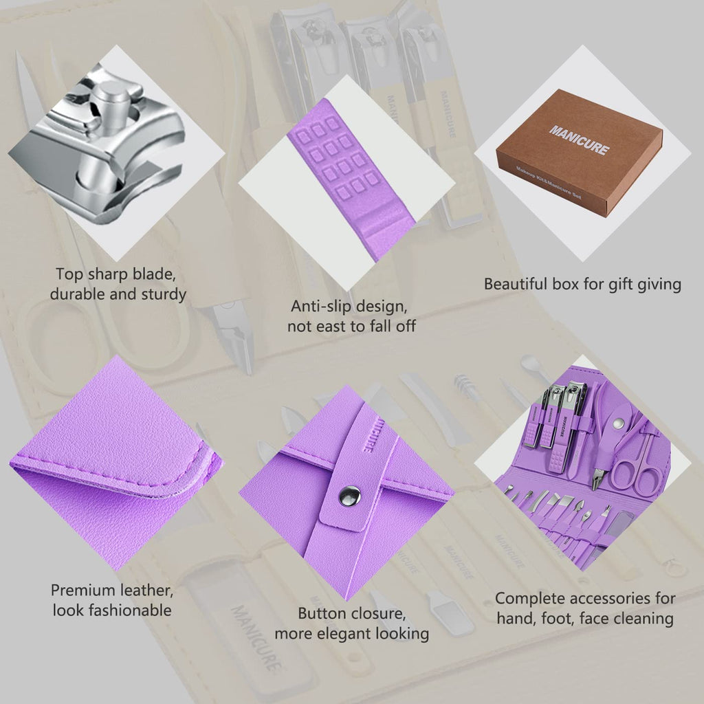 16-in-1 Stainless Steel Nail Care Kit �Manicure & Pedicure Tool Set (Random Color)
