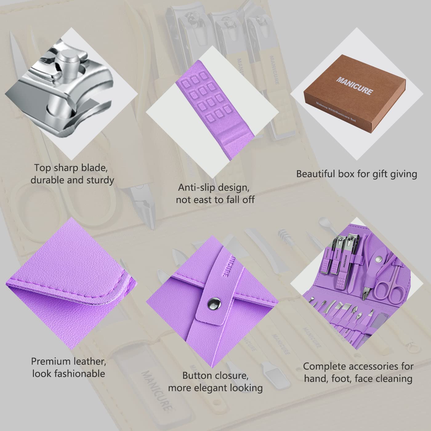 16-in-1 Stainless Steel Nail Care Kit �Manicure & Pedicure Tool Set (Random Color)