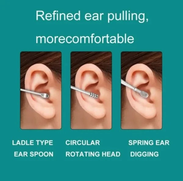 Pack off 6  Ear Pick with Storage Bag Dig Ear Wax Remover Cleaner Care Portable Travel Kit Cleaner Spoon