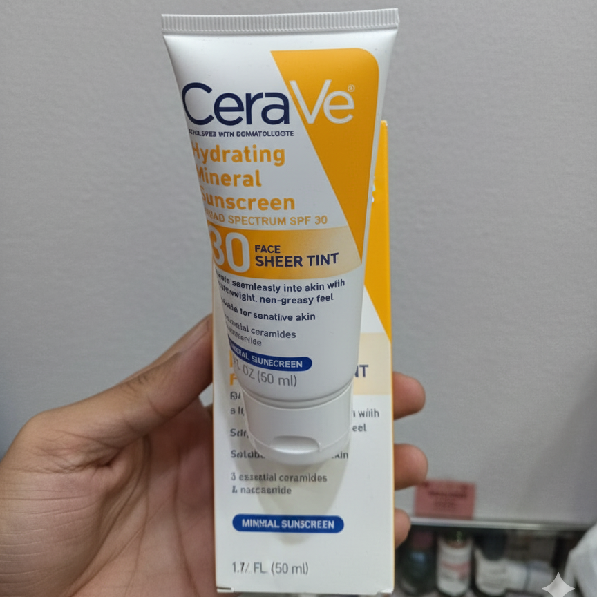CeraVe Hydrating Mineral Sunscreen SPF 50 | Broad Spectrum UV Protection with Hyaluronic Acid & Ceramides �50ml