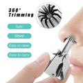 Stainless Steel Manual Nose Hair Trimmer �Portable 6-Teeth Precision Trimming Tool with Drawstring Bag and Brush
