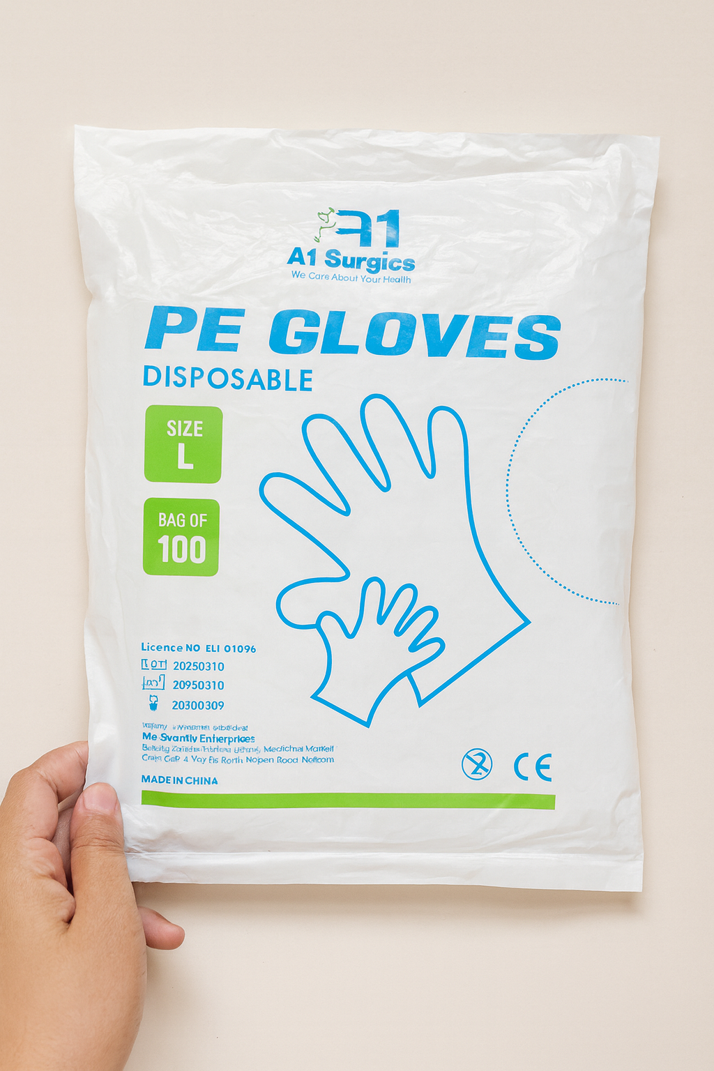 A1 Plastic Disposable Gloves Size Standard Large – photo 2
