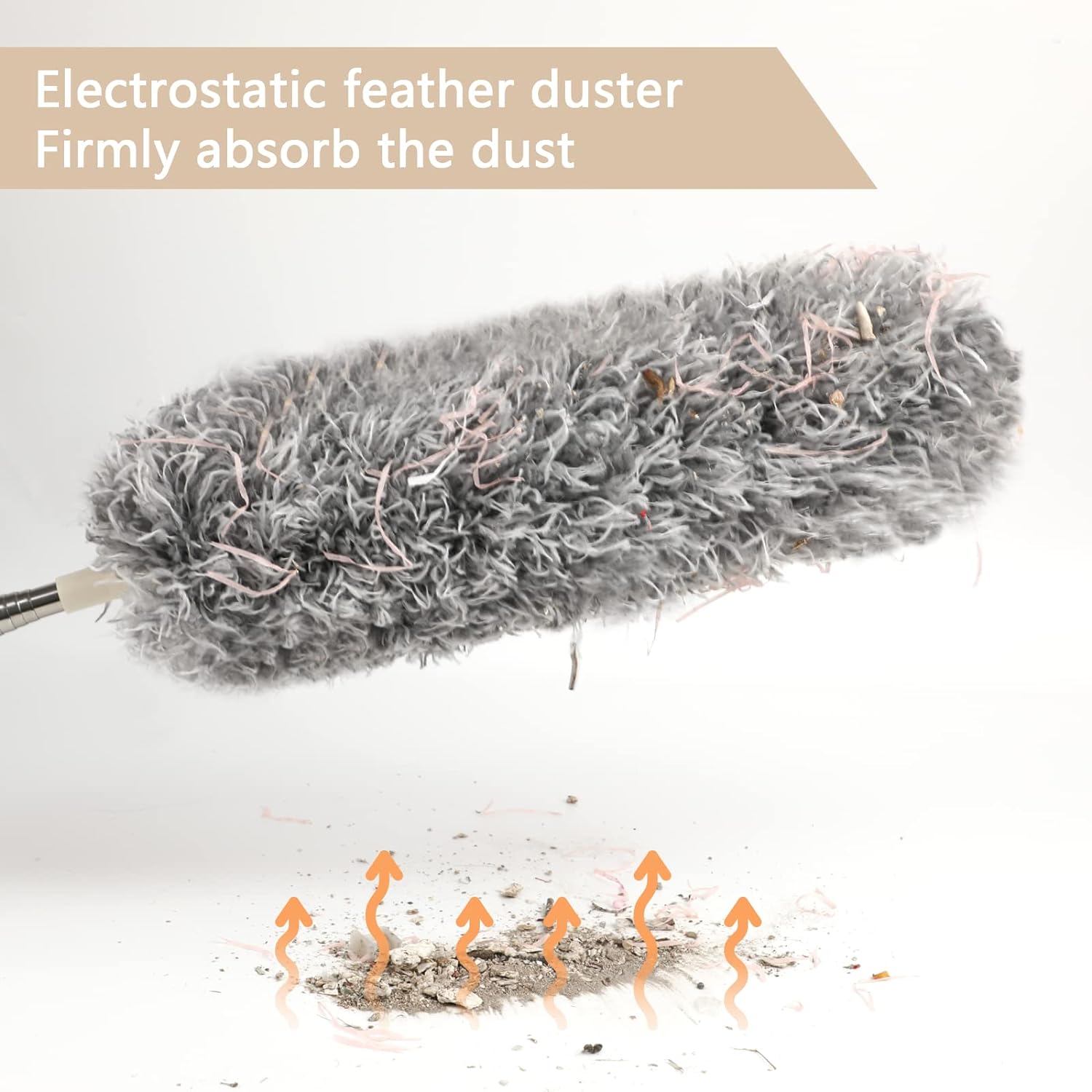 Grey Flexible Microfiber Duster �Bendable Long Reach Cleaning Brush for Home & Office