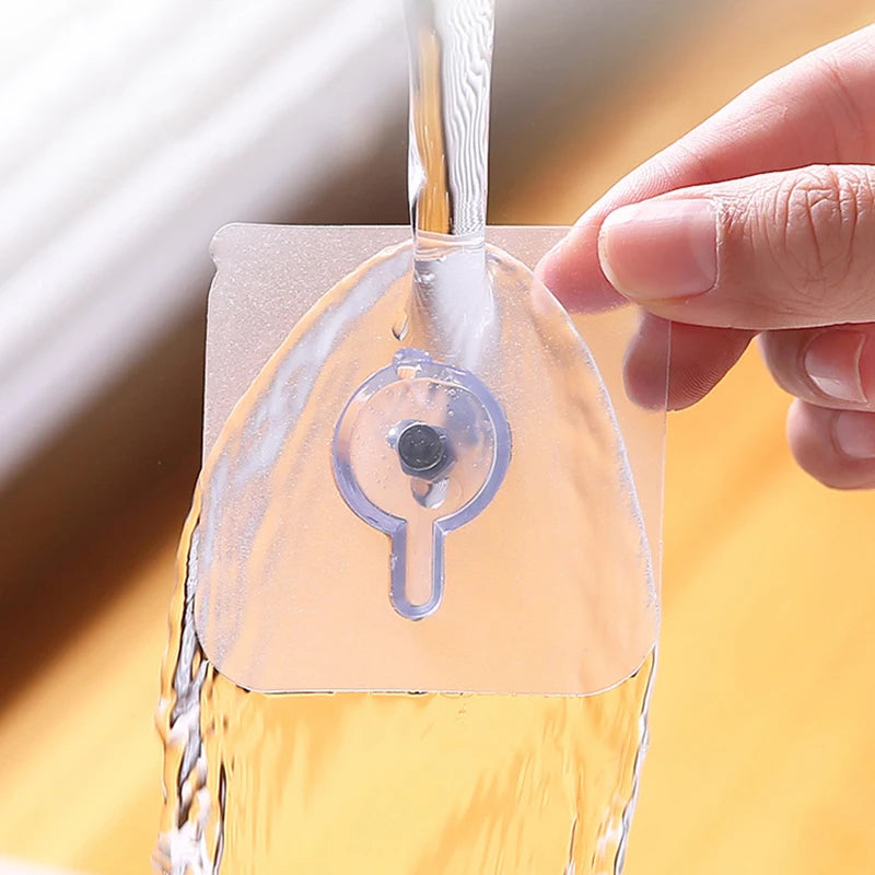 Transparent Self-Adhesive Wall Hooks Sticker �Strong Hold, No Drill, Damage-Free Hanging - Pack of 10