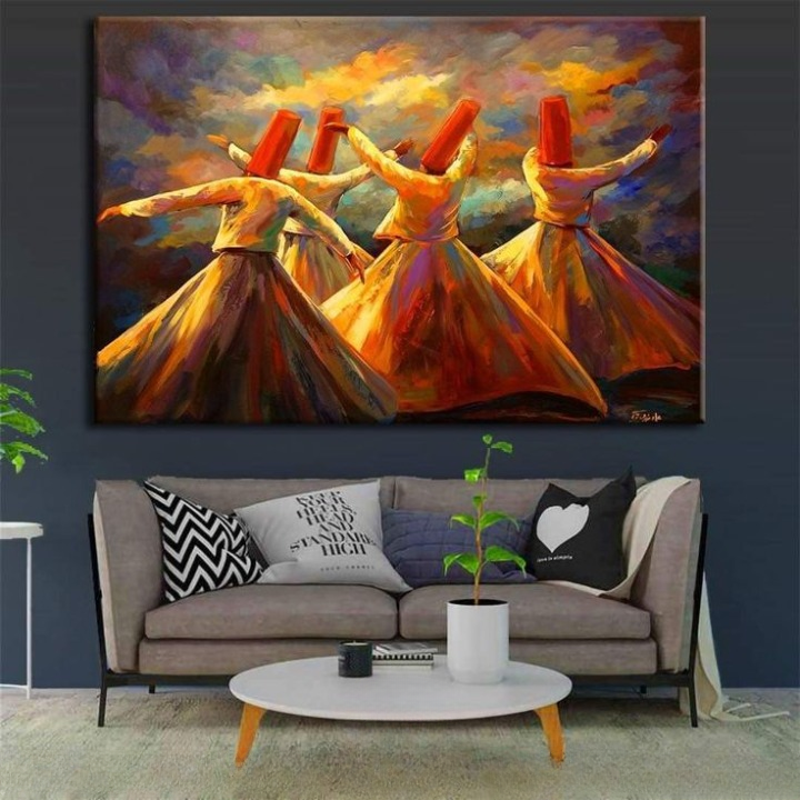 Whirling Dervish Wall Art Painting �Sufi Dance Canvas, Spiritual Home D?or (12x16)